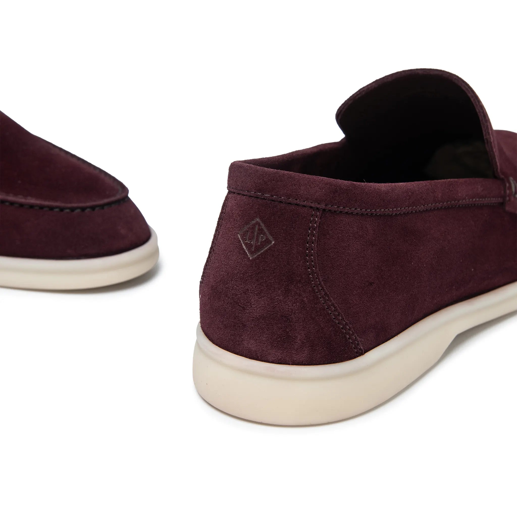 Back Side View of Loro Piana Summer Walk Suede Dark Roast Loafers FAE8124_H1NF